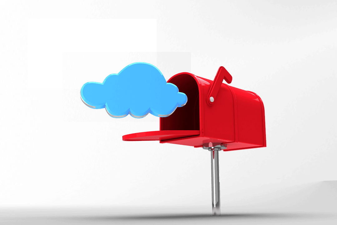 Mailbox with Cloud Symbolizing Digital Communication on Transparent Background