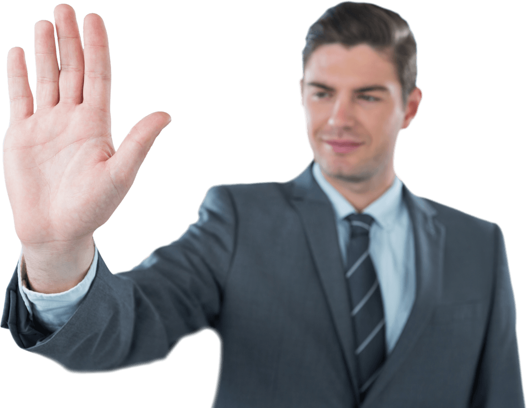 Transparent Businessman Gesture Interactive Digital Screen