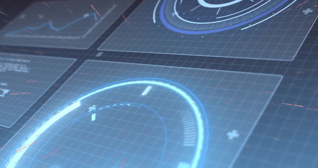 Futuristic Digital Interface with Interactive Data Displays