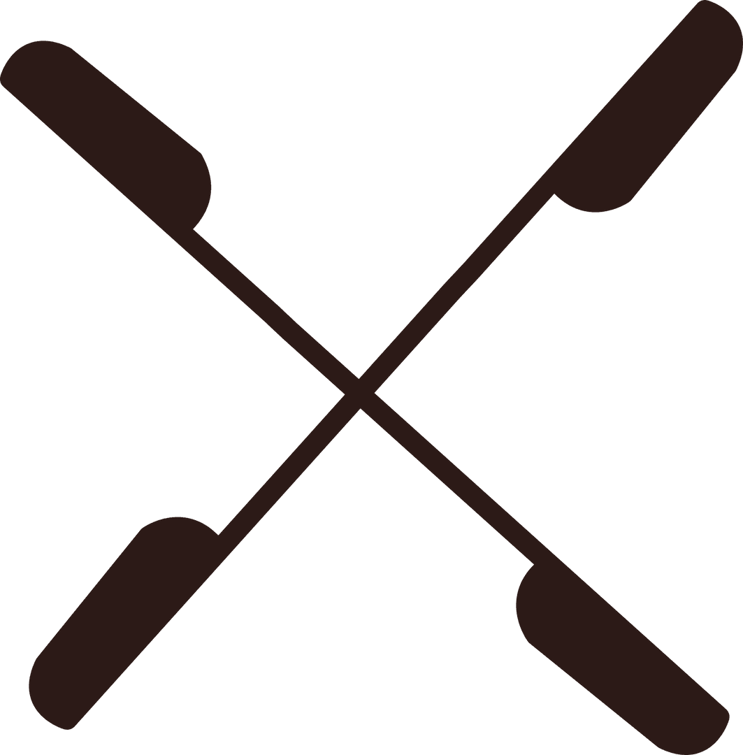 Crossed Rowing Oars Silhouette on Transparent Background