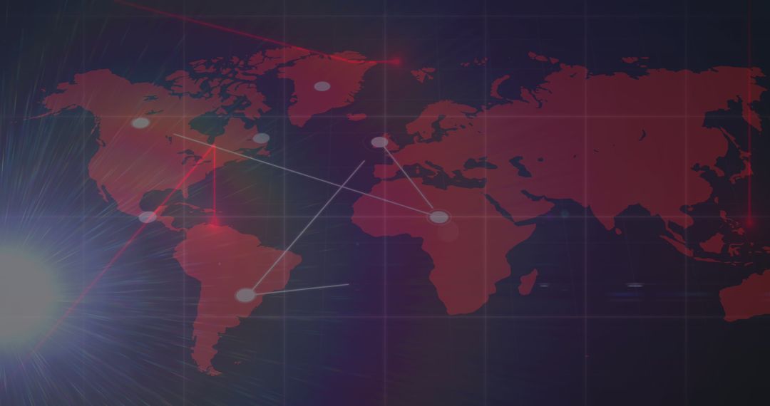 Global Networking Connections on Illuminated Map