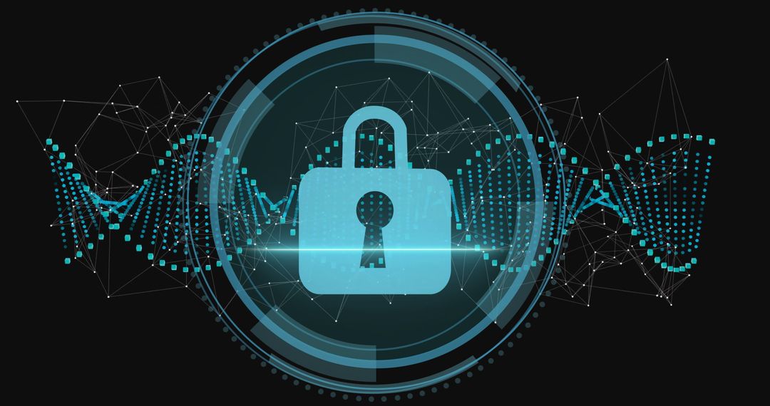 Futuristic Cybersecurity Interface With Glowing Digital Padlock