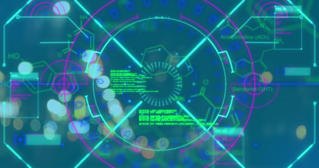 Futuristic Digital Interface Scanning over Urban Scene