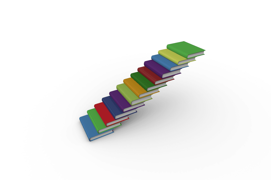 Colorful Stacked Books with Transparent Background Vector