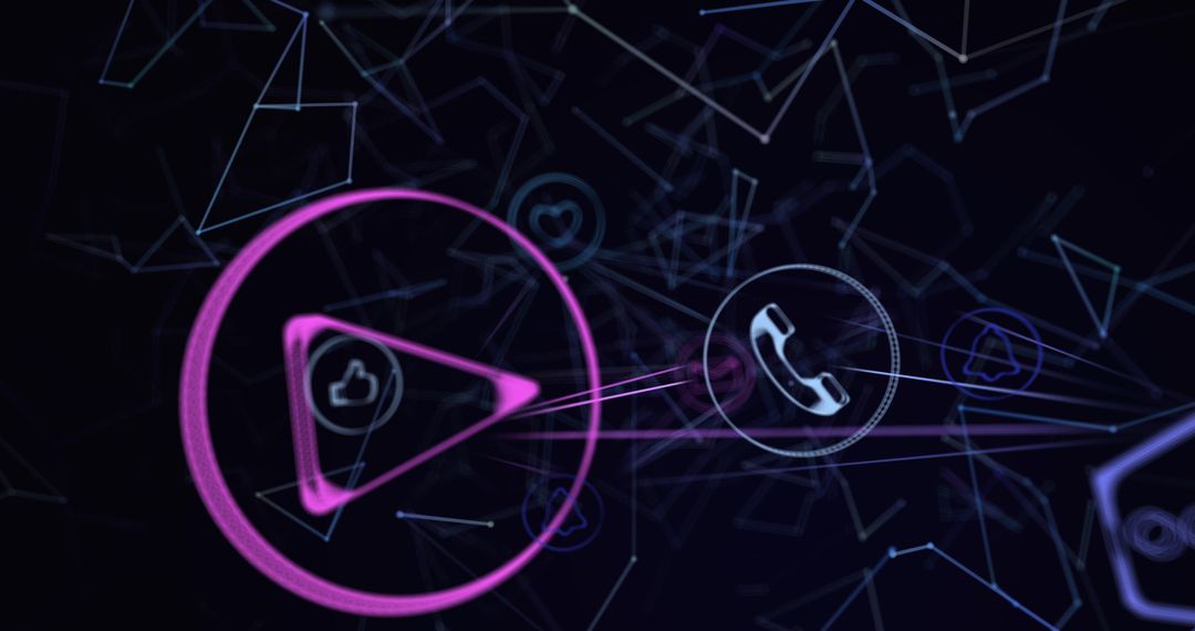 Digital Network Interface with Futuristic Icons and Connections