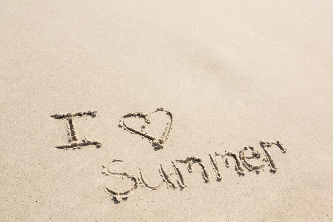 I love summer written on sand - Free Images, Stock Photos and Pictures on Pikwizard.com