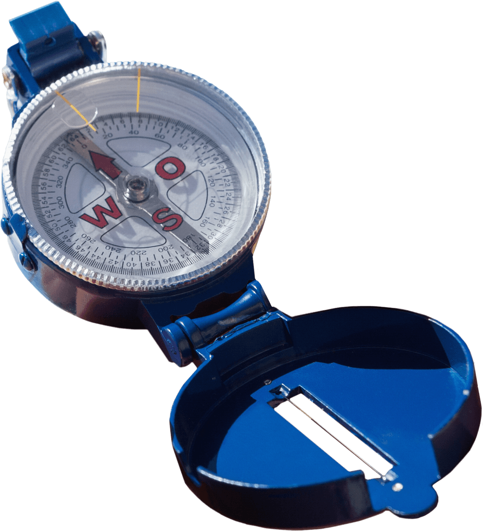 Transparent Blue Navigational Compass for Adventure Exploration