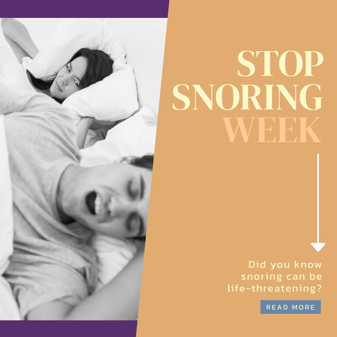 Stop Snoring Week Awareness Graphic With Couple in Bed - Download Free Stock Templates Pikwizard.com