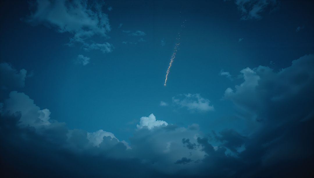 Streaking Light Across Twilight Cloudscape Night Sky Art