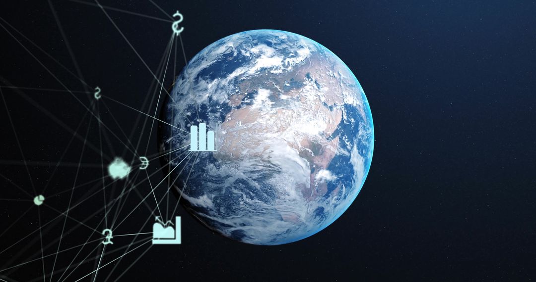 Earth and Digital Network Icons Show Global Connectivity
