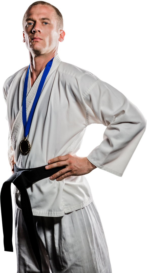 Martial Artist Proudly Wearing Winner's Medal Transparent Background - Download Free Stock Images Pikwizard.com