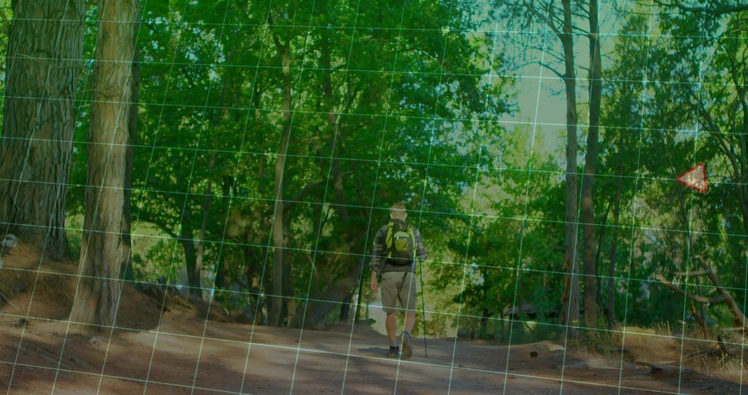 Hiker Exploring Forest Trail in Sunlit Wilderness