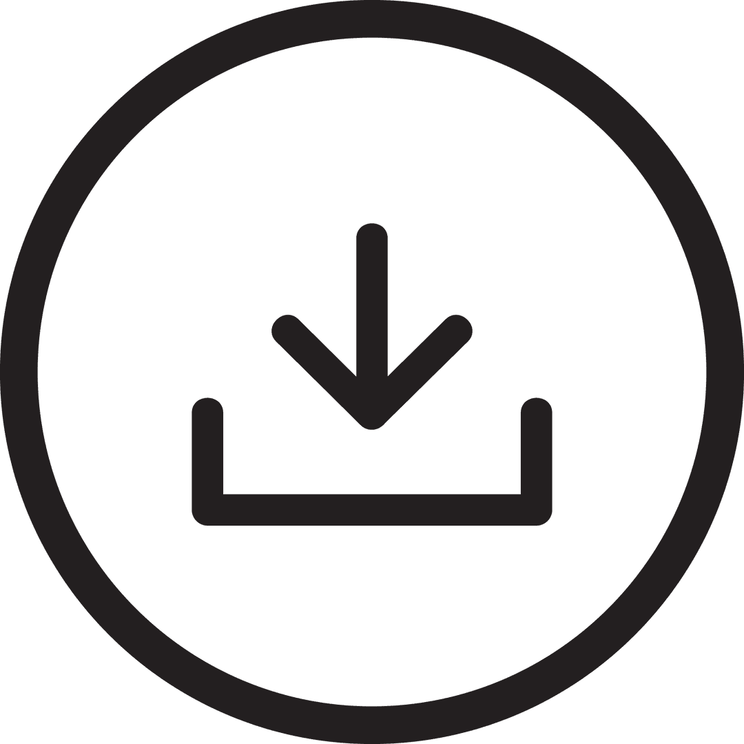 Transparent Circular Download Icon on Transparent Background