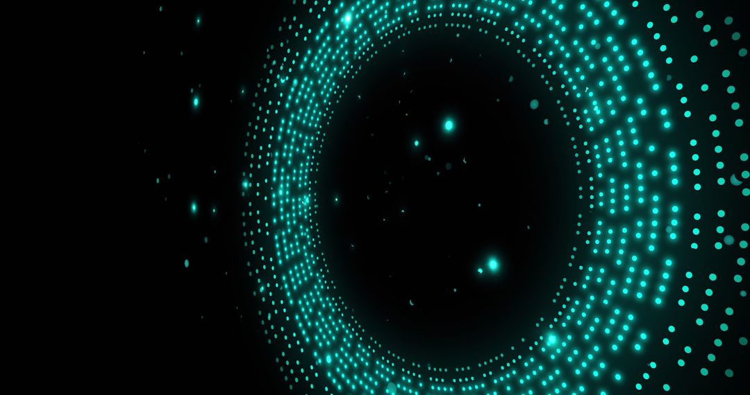 Futuristic Digital Glow with Blue Particles in Circular Pattern