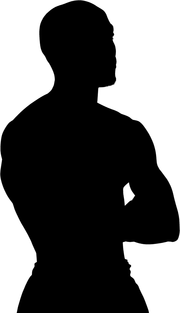 Transparent Silhouette Athlete Crossed Arms Confident Pose