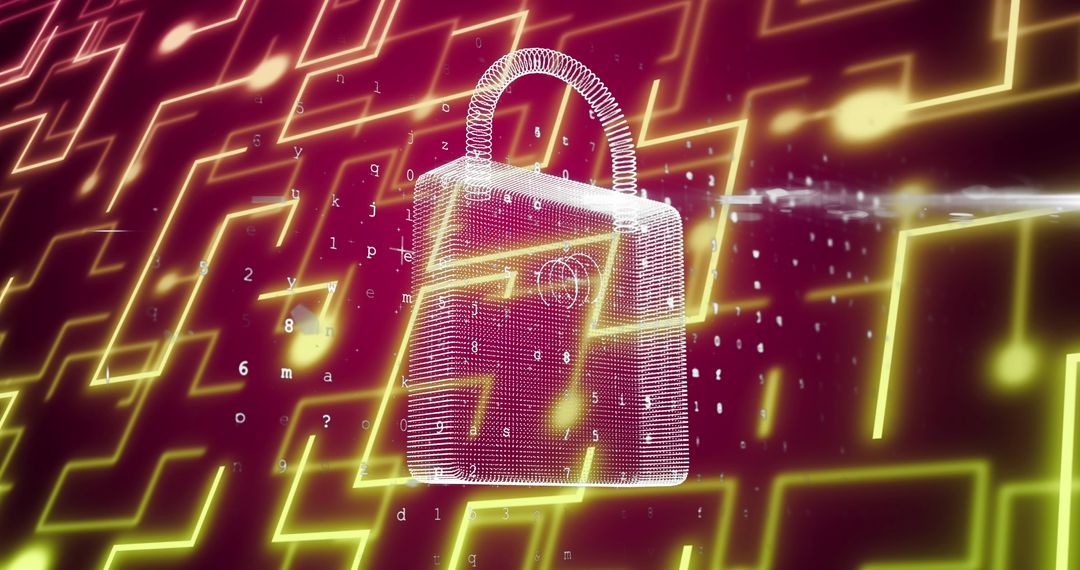 Digital Padlock illustrating Cybersecurity Network Connections