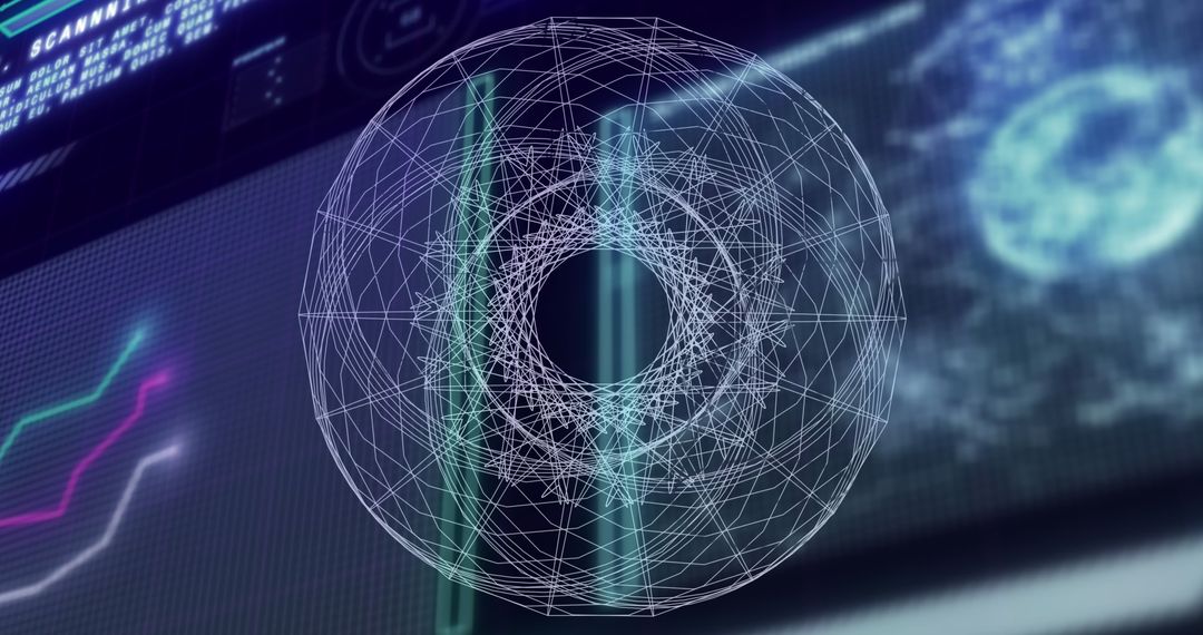 Futuristic Digital Interface with Complex Data Visualizations