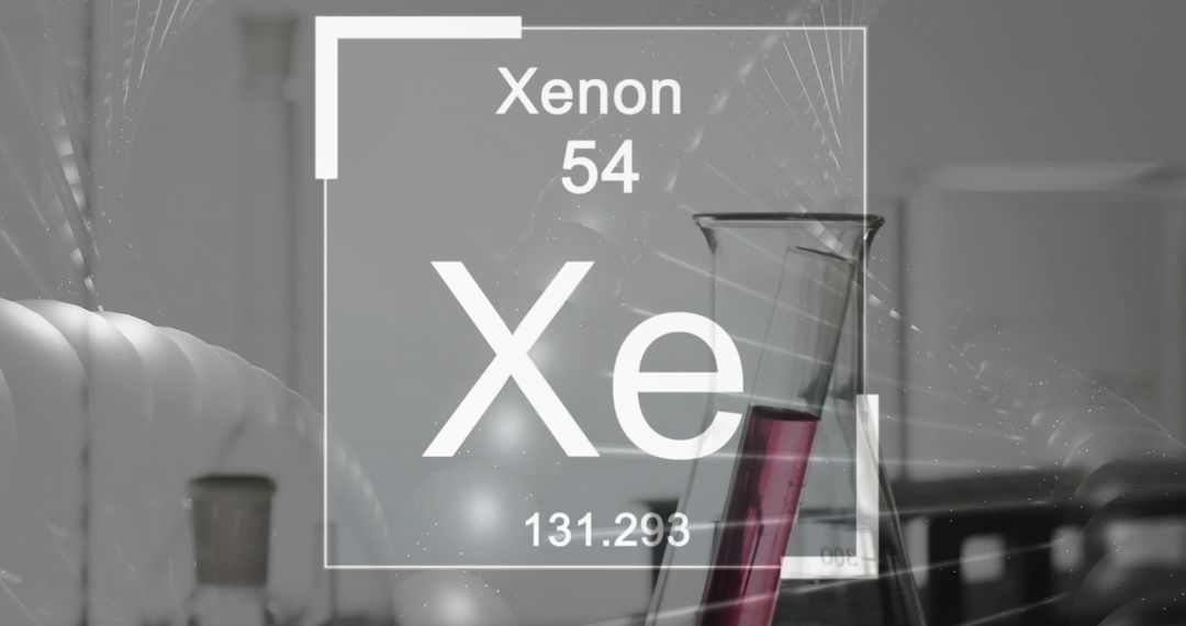 Xenon Chemical Symbol Overlay with Laboratory Setting