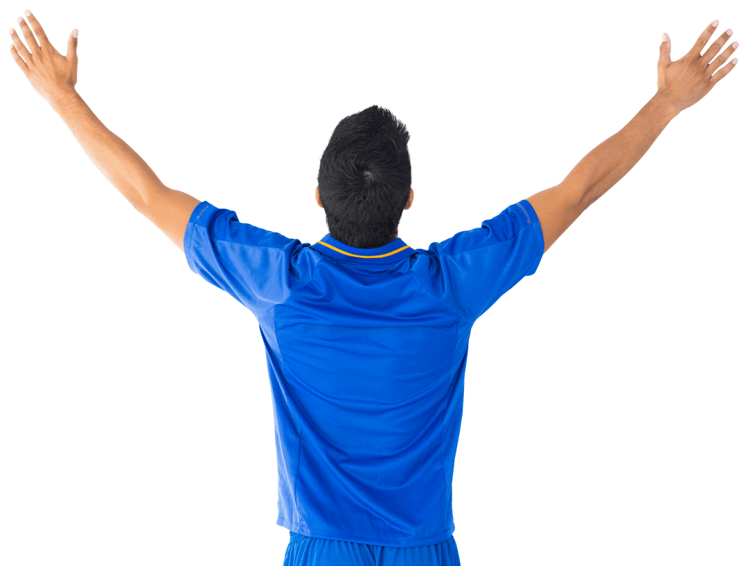 Biracial Man in Sportswear Celebrating on Transparent Background
