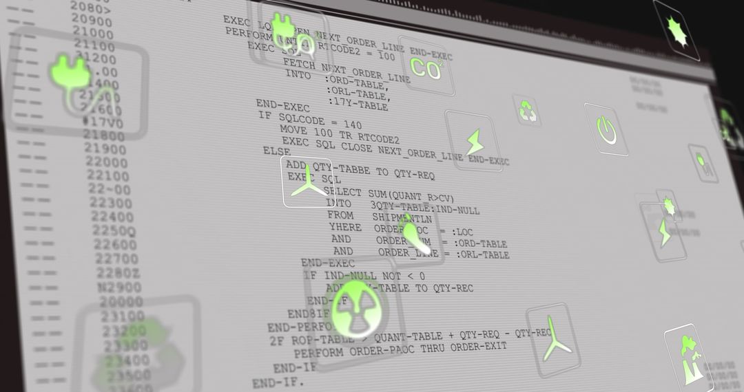 Digital Icons Overlaying Data on Computer Screen