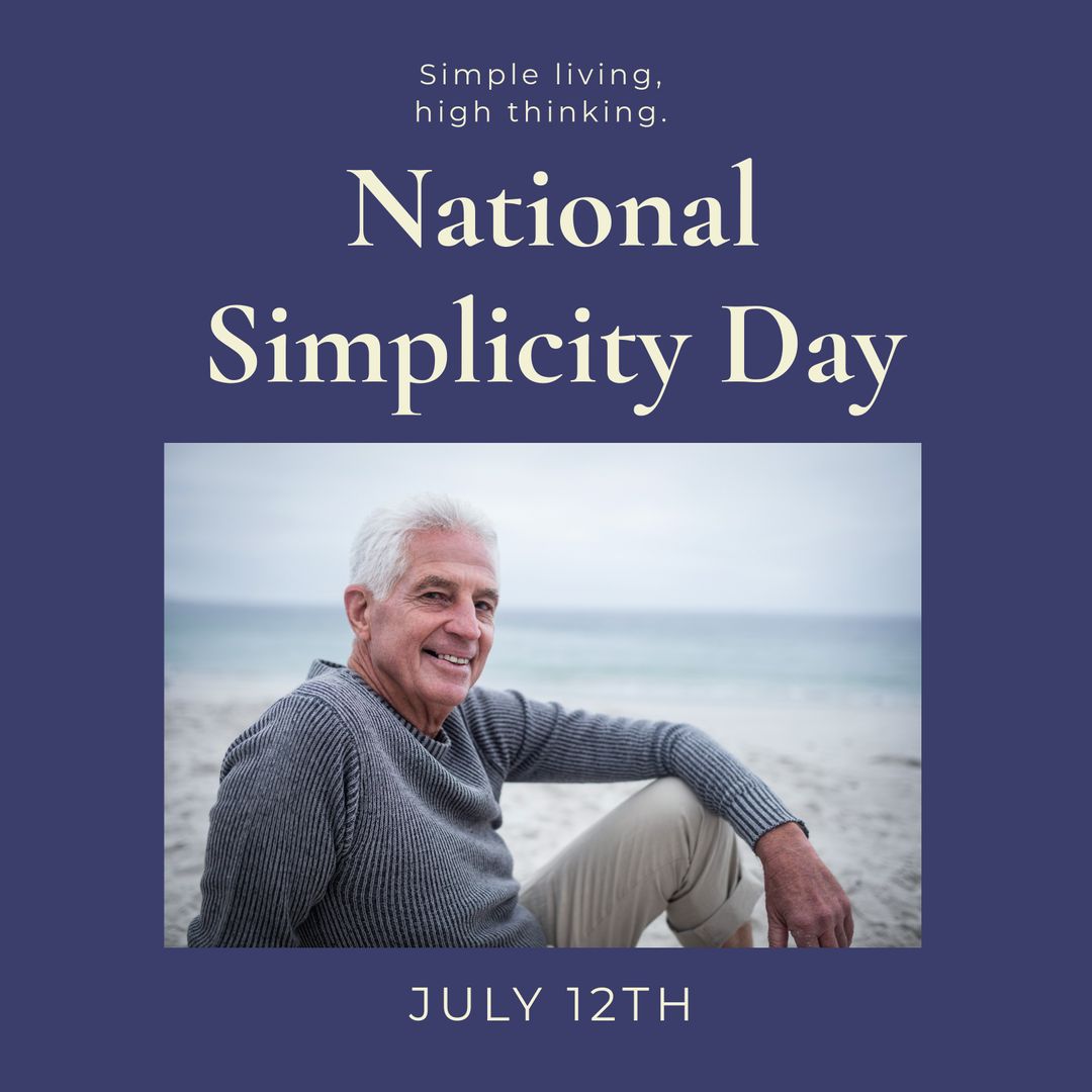 National Simplicity Day with Senior Man Relaxing on Beach