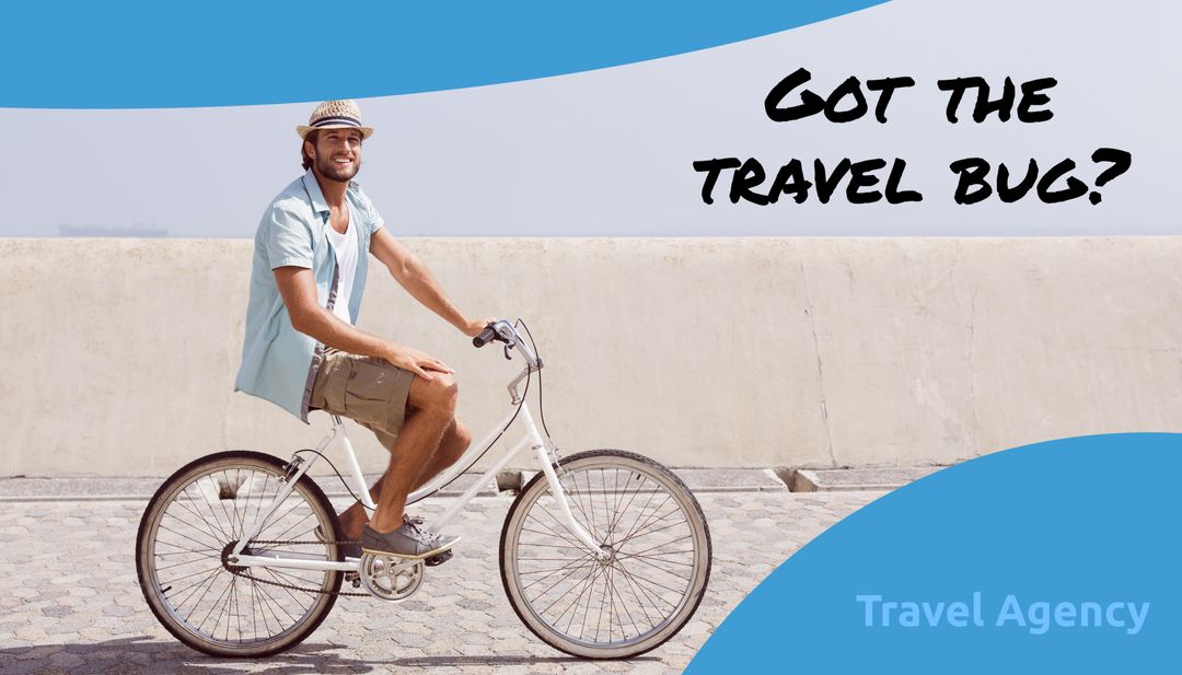 Joyful Travel Adventure with Man Cycling by Clear Sky