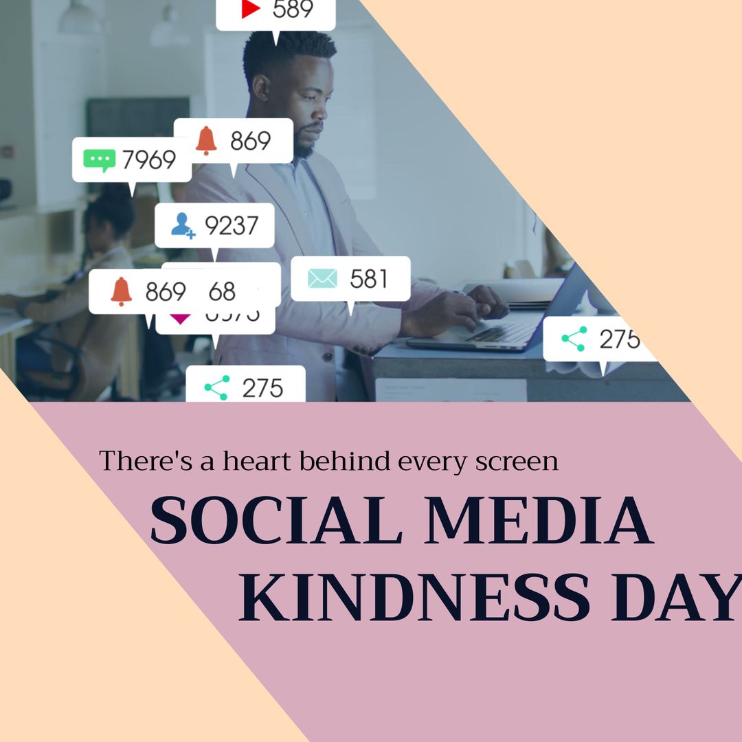 Young Professional Engaging with Social Media on Kindness Day