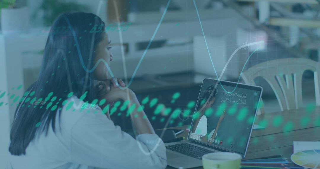 Virtual Business Meeting with Data Analytics Overlay