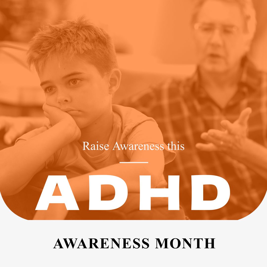 Raising ADHD Awareness with Sad Child and Supportive Grandfather