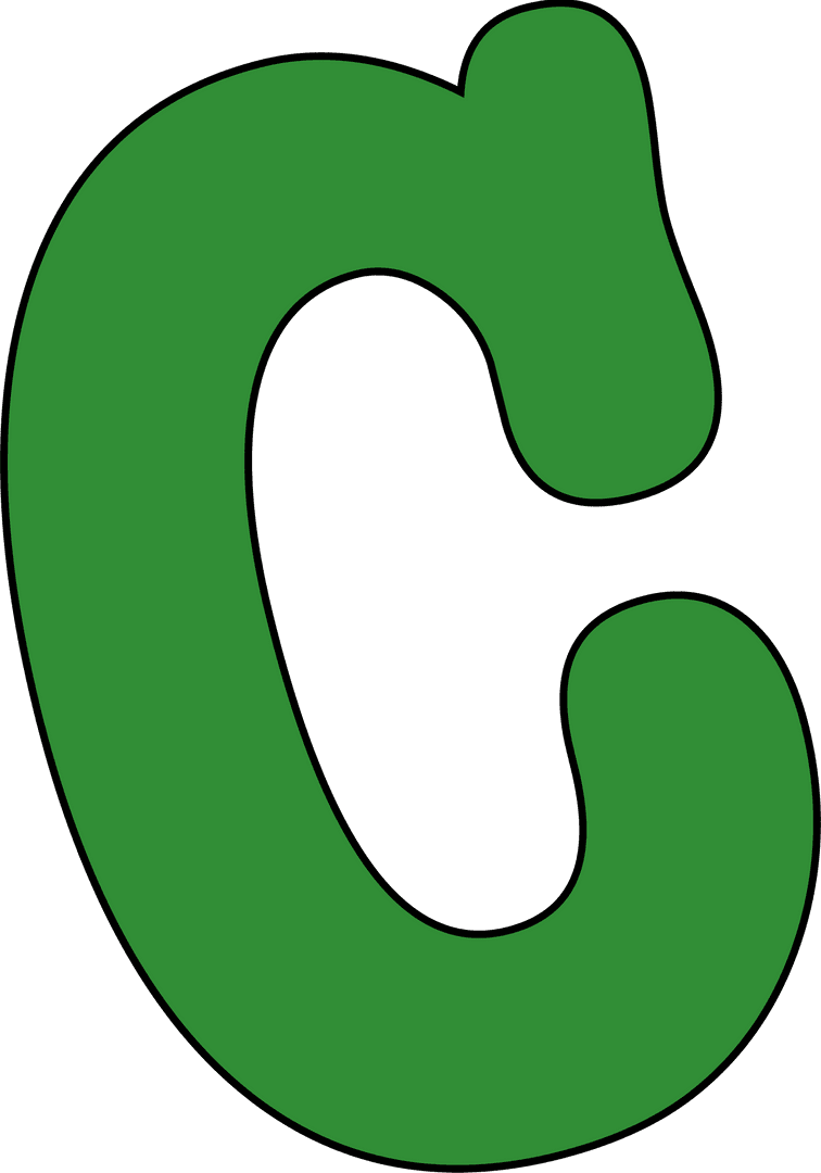 Stylized Green Letter C Icon on Transparent Background