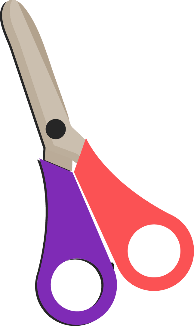 Crafty Scissors with Vibrant Red and Purple Handles on Transparent Background