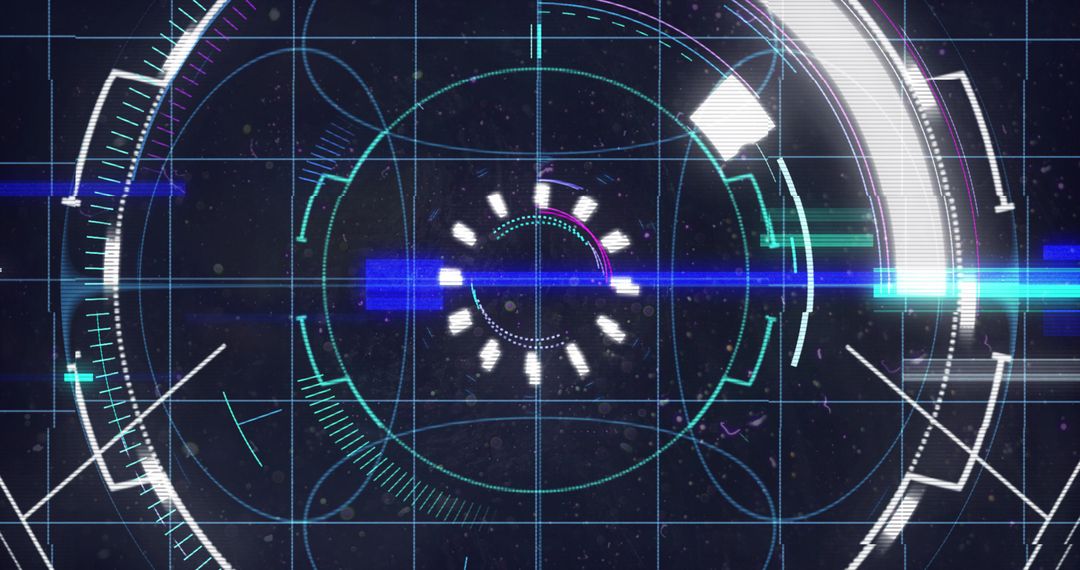 Digital Interface Grid with Flickering Data Elements