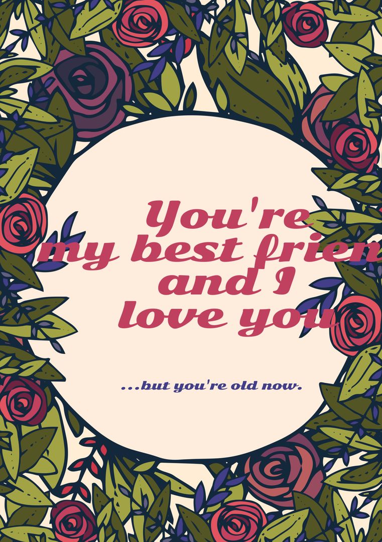 Floral Friendship Card with Heartfelt Message in Vivid Colors