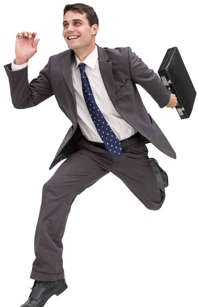 Transparent Businessman in Hurry with Briefcase Running on White Background - Download Free Stock Images Pikwizard.com