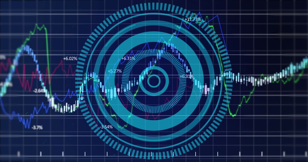 Abstract Digital Chart with Data Patterns and Technology Motif