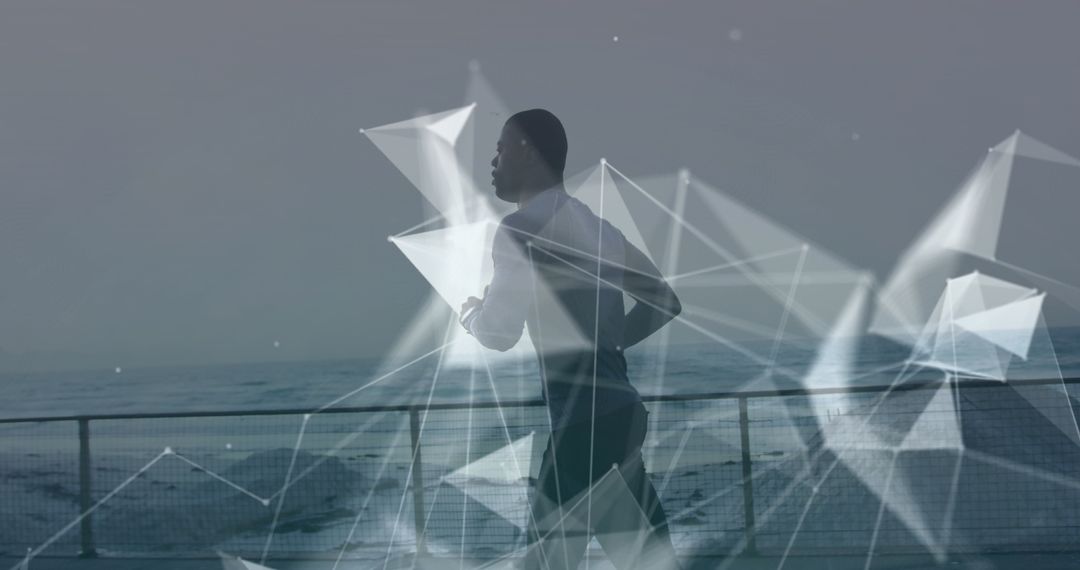 Mixed Media Athlete Graphic with Geometric Overlays