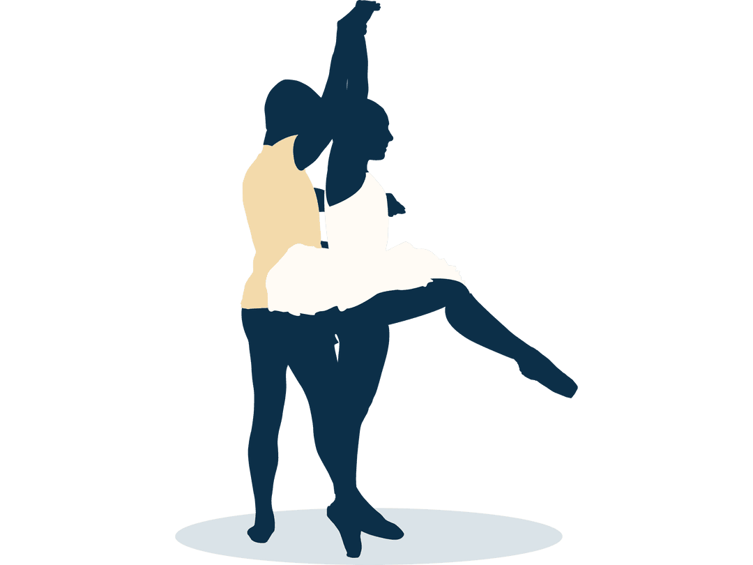 Elegant Dancing Couple Silhouette on Transparent Background