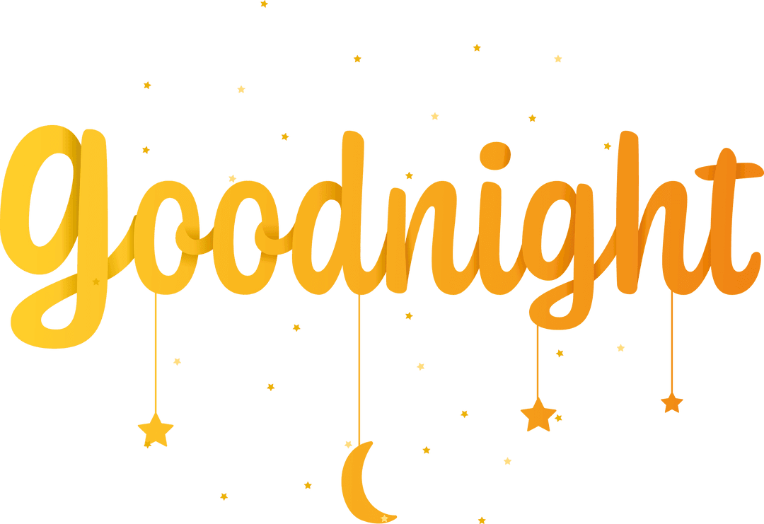 Transparent Goodnight Text with Stars and Moon Design
