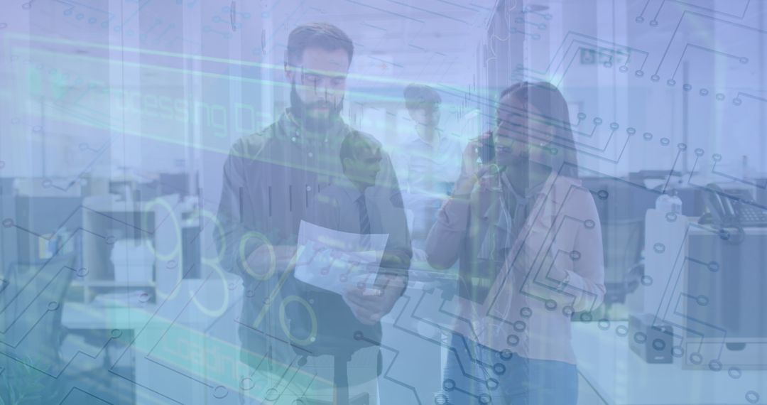 Blended Reality Office Data Processing Teamwork