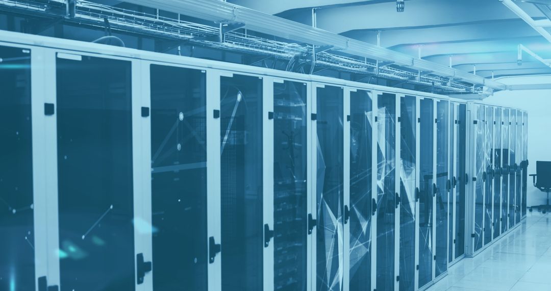 Futuristic Server Room with Global Network Connections