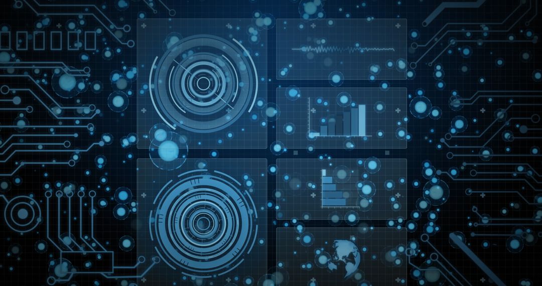 Futuristic Data Analysis Interface with Digital Graphs