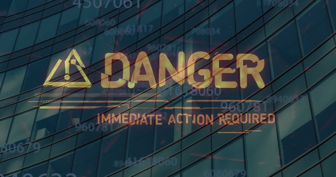Danger Alert Over Data and Modern Office Building