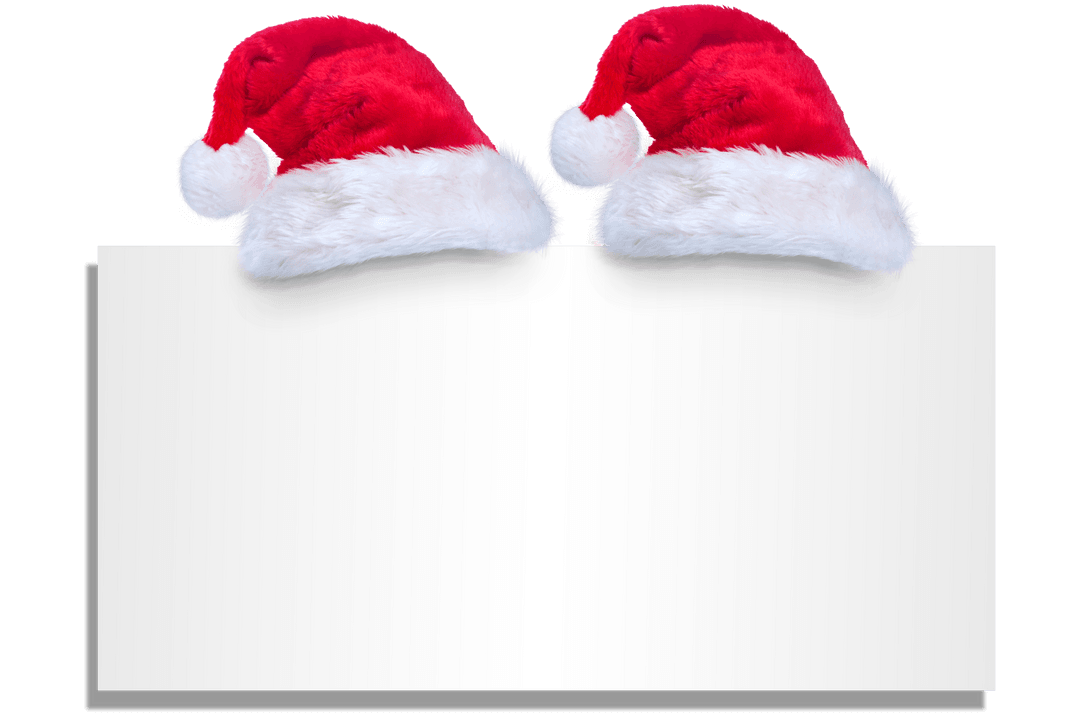 Transparent Card with Santa Hats on Top for Christmas Message