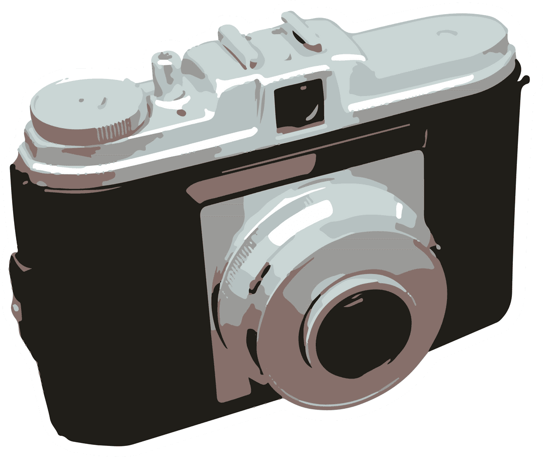 Flat Vintage Camera Illustration on Transparent Backdrop