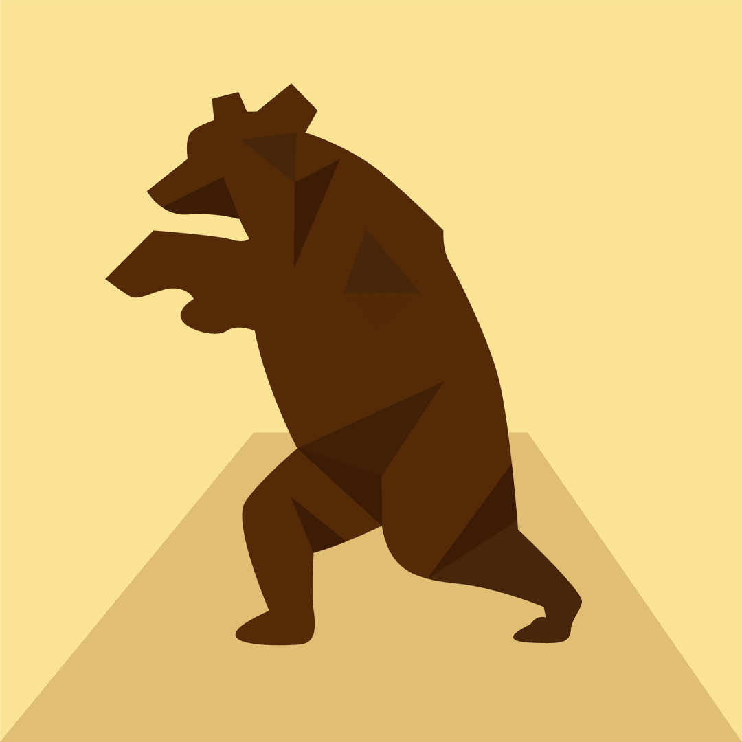 Polygonal Stylized Brown Bear on Transparent Background
