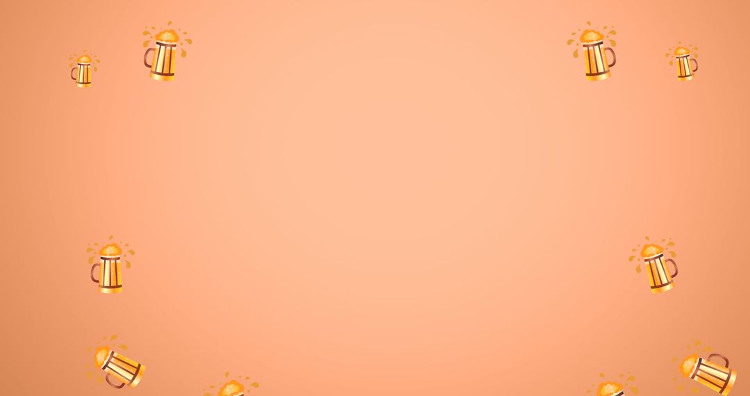 Beer Glasses with Splash and Copy Space on Orange Background