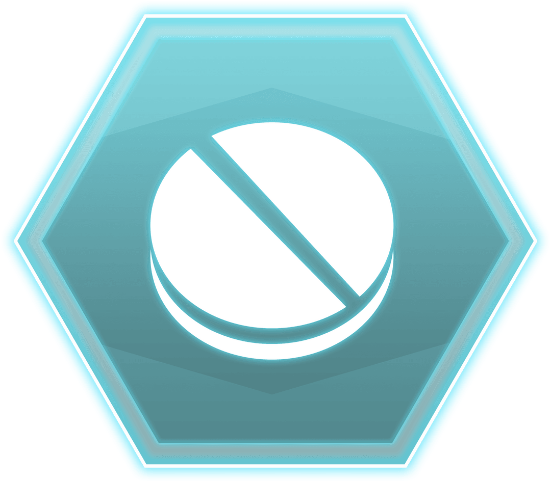 Transparent Hexagon Icon with Pill Symbol for Medicine Use