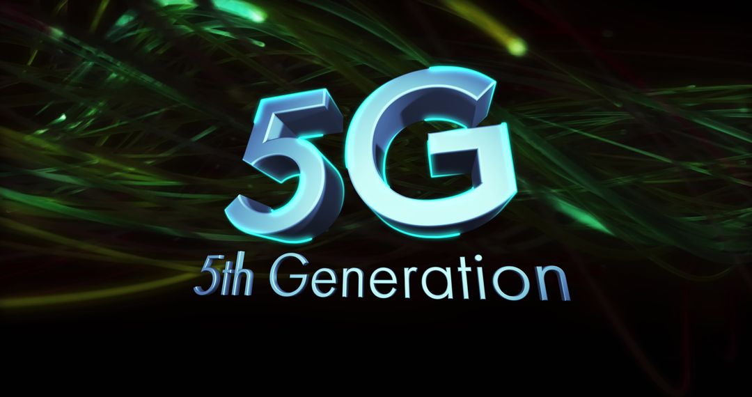 5G 5th Generation Technology with Green Light Effects