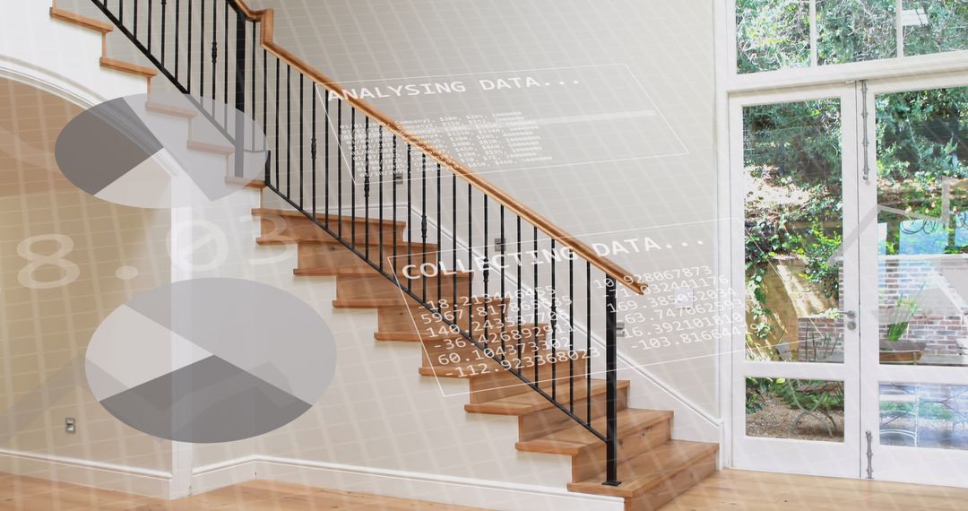 Digital Data Overlay on Contemporary Home Interior