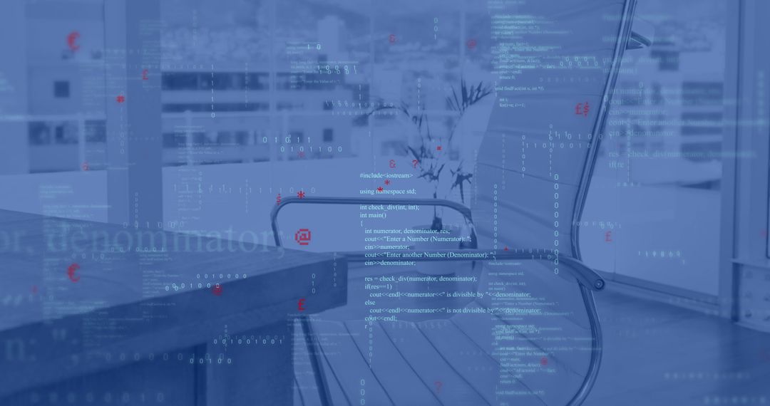 Digital Data Processing Concept Over Modern Office Setting